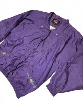 Vintage Purple Totes Lightweight Windbreaker Jacket with Floral Embroidery